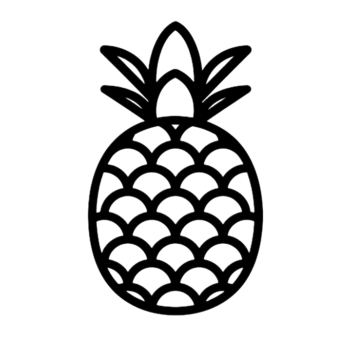 Schwarz gezeichnete Ananas