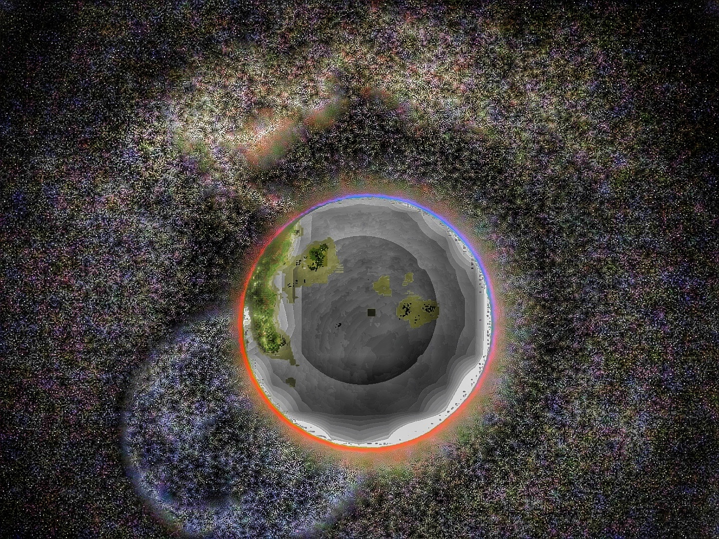 abstraktes Bild vom Mond, rot