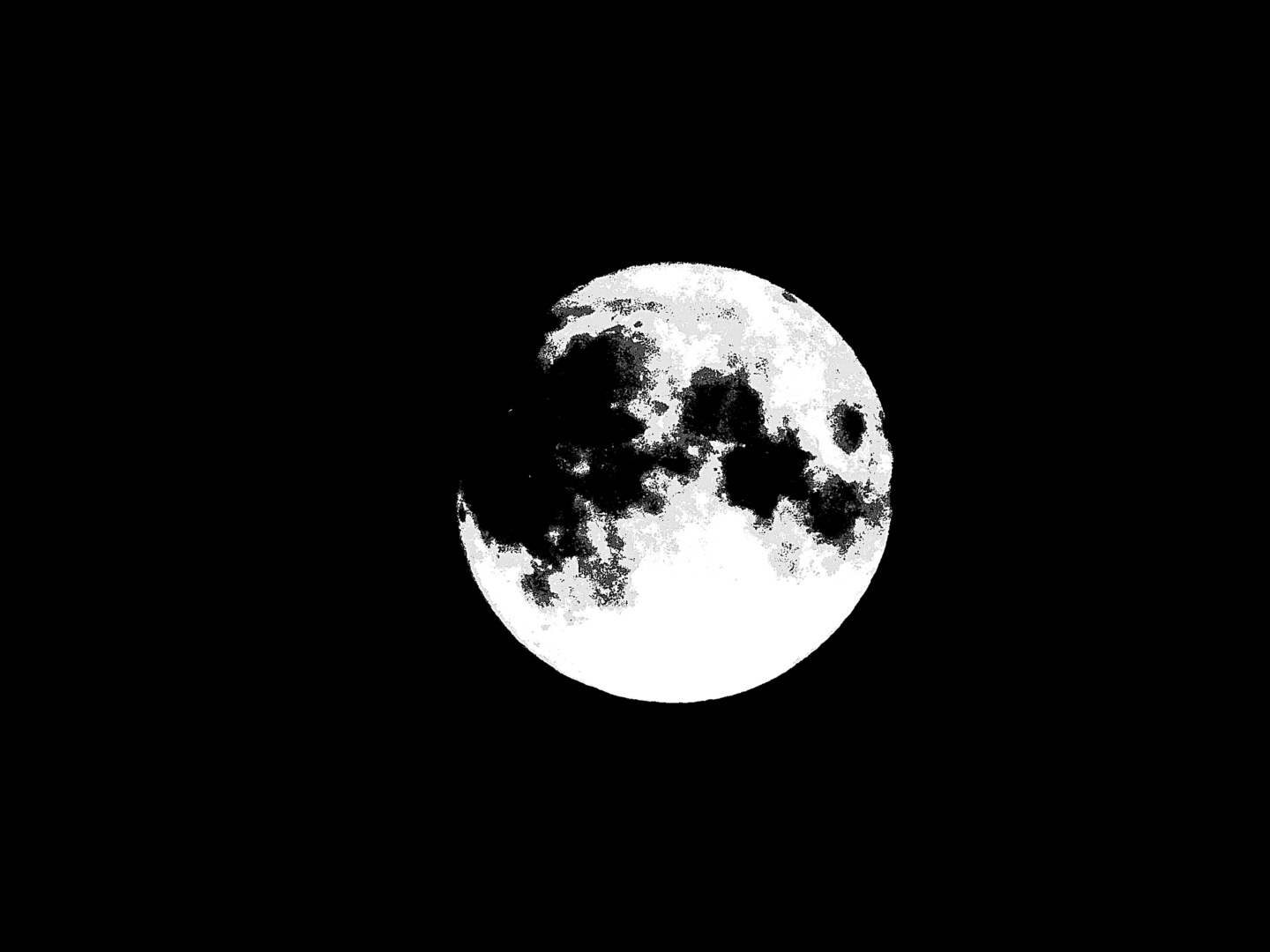 abstraktes Bild vom Mond, schwarz-weiß